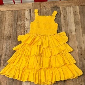 Janie and Jack Bright Yellow Smocked Tiered Ruffle Dress